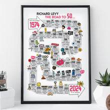 Load image into Gallery viewer, 50th Birthday Print - The Road To 50