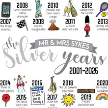 Load image into Gallery viewer, A personalised silver wedding anniversary gift