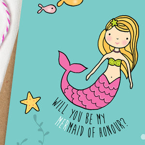 mermaid-of-honour-wedding-card